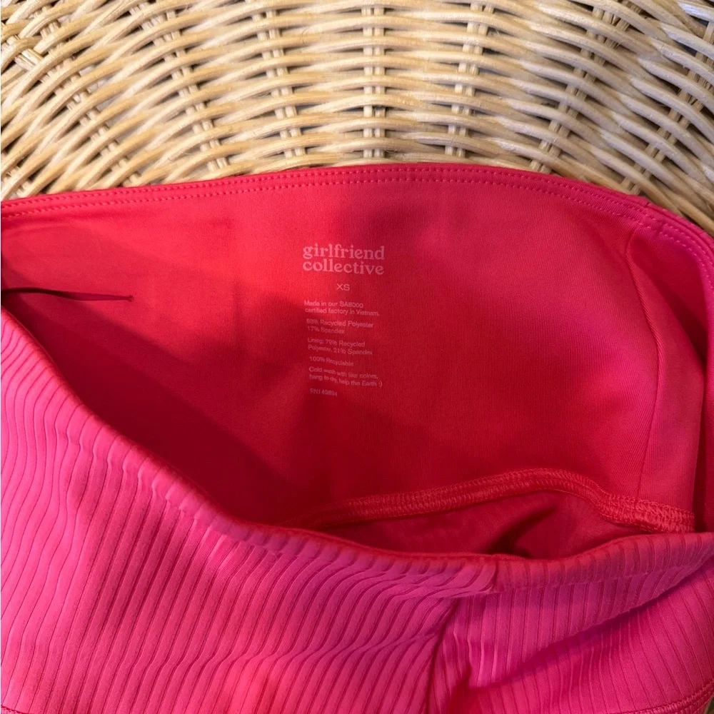 Girlfriend Collective XS Red Ribbed Run Short - Picture 3 of 7